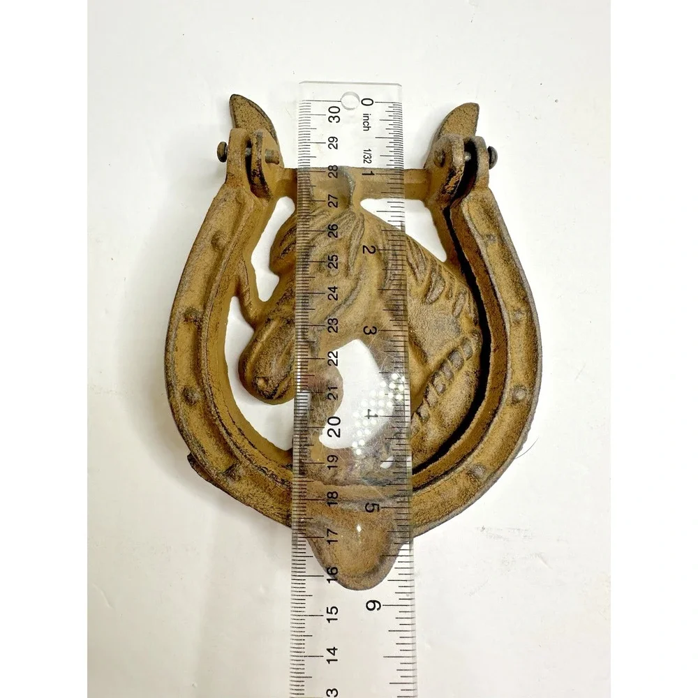 Door Knocker Cast Iron Horse And Horseshoe Good Luck 5.5